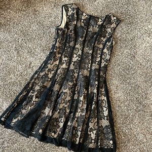 Dress Barn Black and tan lace dress size 12.